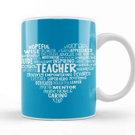 Baskı Dükkanı Teacher Heart Word Cloud Kupa