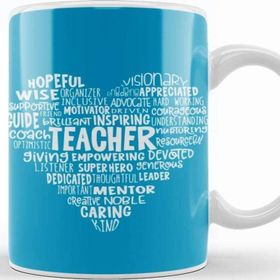 Baskı Dükkanı Teacher Heart Word Cloud Kupa
