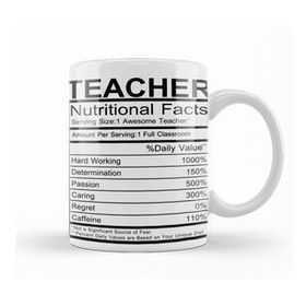 Baskı Dükkanı Teacher Nutritional Facts Kupa