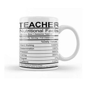 Baskı Dükkanı Teacher Nutritional Facts Kupa