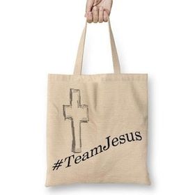 Baskı Dükkanı Team Jesus Bez Uzun Saplı Krem Rengi Çanta