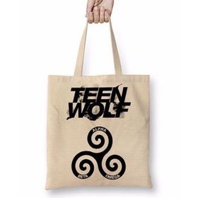 Baskı Dükkanı Teen Wolf Alpha Beta Omega Bez Uzun Saplı Krem Rengi Çanta