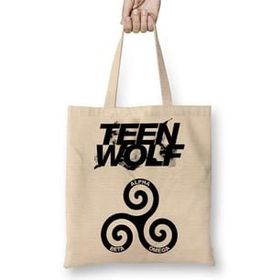 Baskı Dükkanı Teen Wolf Alpha Beta Omega Bez Uzun Saplı Krem Rengi Çanta