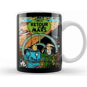Baskı Dükkanı The Adventures Of Tintin Retour Sur Mars Vintage Style Cover Kupa