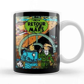 Baskı Dükkanı The Adventures Of Tintin Retour Sur Mars Vintage Style Cover Kupa