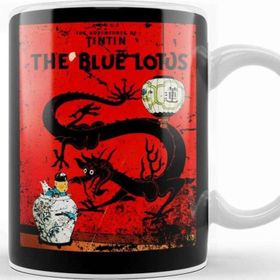 Baskı Dükkanı The Adventures Of Tintin The Blue Lotus Vintage Style Cover Kupa