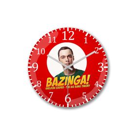 Baskı Dükkanı The Big Bang Theory Sheldon Cooper Bazinga Bombeli Gerçek Cam Duvar Saati