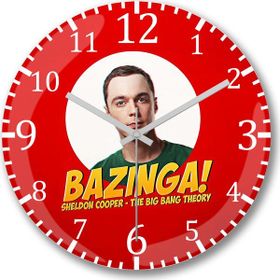 Baskı Dükkanı The Big Bang Theory Sheldon Cooper Bazinga Bombeli Gerçek Cam Duvar Saati
