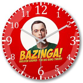 Baskı Dükkanı The Big Bang Theory Sheldon Cooper Bazinga Bombeli Gerçek Cam Duvar Saati