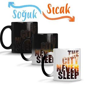 Baskı Dükkanı the City Never Sleep Sihirli Porselen Kupa