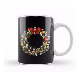 Baskı Dükkanı The Crow Multiface Christmas Wreath Beyaz 330 ml Porselen Kupa Bardak