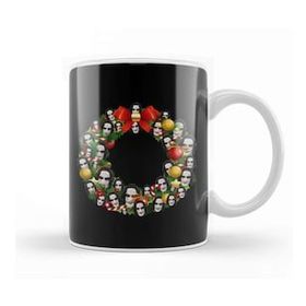 Baskı Dükkanı The Crow Multiface Christmas Wreath Beyaz 330 ml Porselen Kupa Bardak