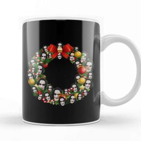 Baskı Dükkanı The Crow Multiface Christmas Wreath Beyaz 330 ml Porselen Kupa Bardak