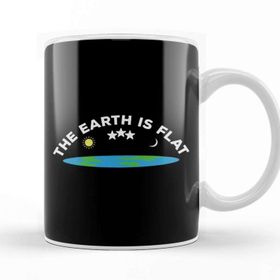 Baskı Dükkanı The Earth Is Flat Moon And Sun Flat Earth Beyaz 330 ml Porselen Kupa Bardak