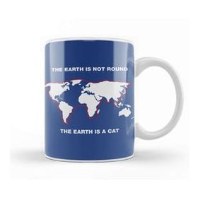 Baskı Dükkanı The Earth Is Not Round The Earth Is A Cat Flat Earth Beyaz 330 ml Porselen Kupa Bardak