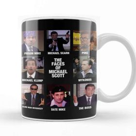 Baskı Dükkanı The Faces Of Michael Scott The Office Beyaz 330 ml Porselen Kupa Bardak