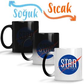 Baskı Dükkanı the Flash Star Labs Nasa Logo Sihirli Porselen Kupa