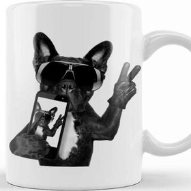 Baskı Dükkanı The French Bulldog Beyaz 330 ml Porselen Kupa Bardak