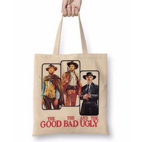 Baskı Dükkanı The Good, Bad And Ugly Bez Uzun Saplı Krem Rengi Çanta