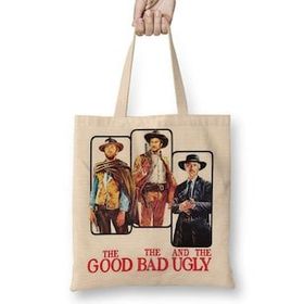 Baskı Dükkanı The Good, Bad And Ugly Bez Uzun Saplı Krem Rengi Çanta
