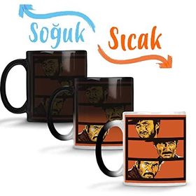 Baskı Dükkanı the Good Bad and Ugly Illüstrasyon Sihirli Porselen Kupa