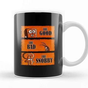Baskı Dükkanı The Good The Bad & The Snobby Süngebob Beyaz 330 ml Porselen Kupa Bardak