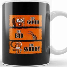Baskı Dükkanı The Good The Bad & The Snobby Süngebob Beyaz 330 ml Porselen Kupa Bardak
