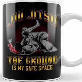 Baskı Dükkanı The Ground Is My Safe Space Funny Jiu Jitsu Bjj Beyaz 330 ml Porselen Kupa Bardak