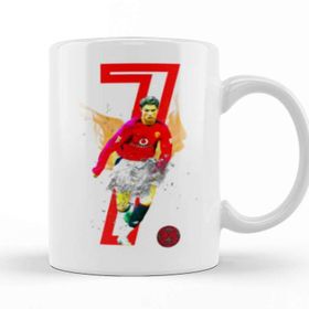 Baskı Dükkanı The King Of Football Cristiano Ronaldo 7 Porselen Beyaz Kupa Bardak