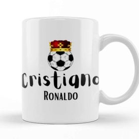 Baskı Dükkanı The King Of Football Cristiano Ronaldo 7 Porselen Beyaz Kupa Bardak