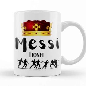 Baskı Dükkanı The King Of Football Lionel Messi Porselen Beyaz Kupa Bardak