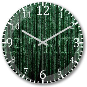 Baskı Dükkanı The Matrix Kod Yağmuru Bombeli Gerçek Cam Duvar Saati