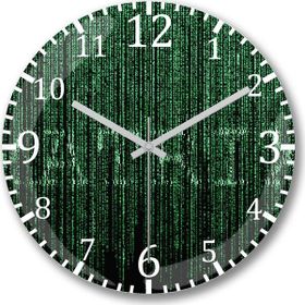 Baskı Dükkanı The Matrix Kod Yağmuru Bombeli Gerçek Cam Duvar Saati