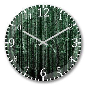 Baskı Dükkanı The Matrix Kod Yağmuru Bombeli Gerçek Cam Duvar Saati