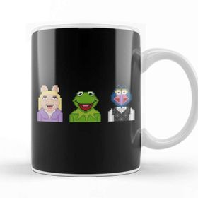 Baskı Dükkanı The Muppet Kermit Miss Piggy And Gonzo The Muppets Pixel Porselen Beyaz Kupa Bardak