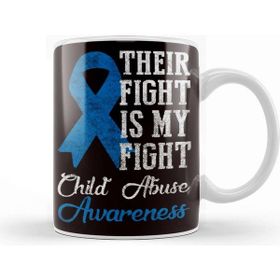 Baskı Dükkanı Their Fight My Fight Child Abuse Awareness Blue Ribbon April Kupa