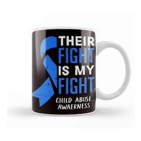 Baskı Dükkanı Their Fight My Fight Child Abuse Awareness Blue Ribbon April Kupa