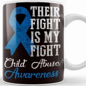 Baskı Dükkanı Their Fight My Fight Child Abuse Awareness Blue Ribbon April Kupa