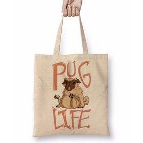 Baskı Dükkanı Thug Life Köpek Pug Life Bez Çanta