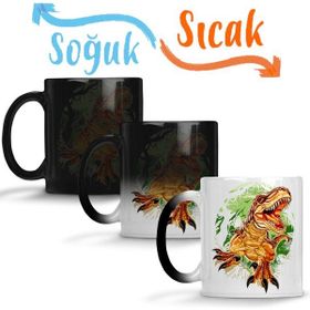 Baskı Dükkanı Tiranossaurus Rex T Rex Dinazor Sihirli Porselen Kupa