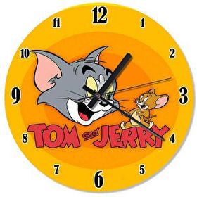 Baskı Dükkanı Tom And Jerry Tom Ve Jerry Bombeli Gerçek Cam Duvar Saati