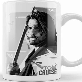 Baskı Dükkanı Tom Cruise Black And White Porselen Beyaz Kupa Bardak