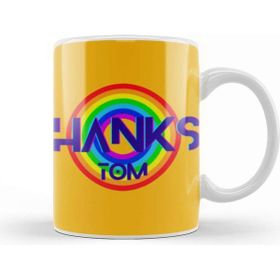 Baskı Dükkanı Tom Hanks Retro Rainbow Style Porselen Beyaz Kupa Bardak