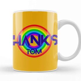 Baskı Dükkanı Tom Hanks Retro Rainbow Style Porselen Beyaz Kupa Bardak