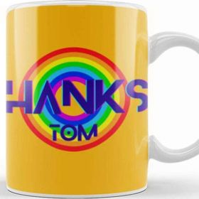 Baskı Dükkanı Tom Hanks Retro Rainbow Style Porselen Beyaz Kupa Bardak