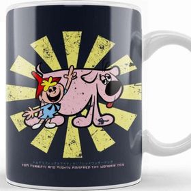 Baskı Dükkanı Tom Terrific And Mighty Manfred The Wonder Dog Retro Japanese Porselen Beyaz Kupa Bardak