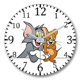 Baskı Dükkanı Tom Ve Jerry1 Bombeli Gerçek Cam Duvar Saati