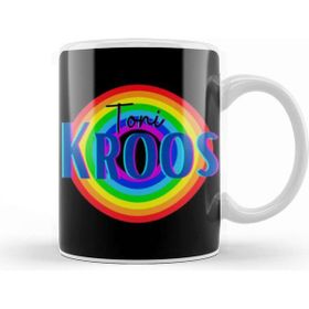 Baskı Dükkanı Toni Kroos Vintage Retro Rainbow Style Porselen Beyaz Kupa Bardak