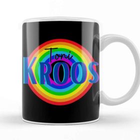 Baskı Dükkanı Toni Kroos Vintage Retro Rainbow Style Porselen Beyaz Kupa Bardak