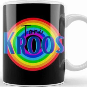 Baskı Dükkanı Toni Kroos Vintage Retro Rainbow Style Porselen Beyaz Kupa Bardak